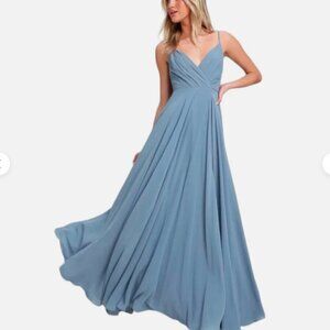 Lulus All About Love Slate Blue Maxi Dress Size M